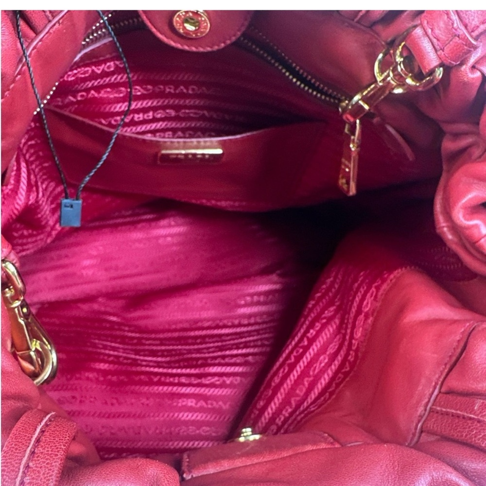 Prada Red Bow Leather Shoulder Bag - Picture 13 of 16